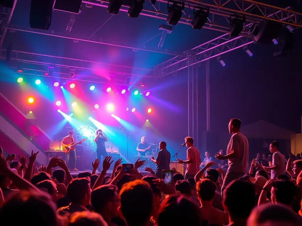 A vibrant photograph capturing a live musical performance at the annual ILLIFEST festival, showcasing the energy and community spirit of the event.